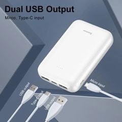 Pin dự phòng siêu nhỏ Baseus Mini JA Power Bank 10000mAh cho iPhone/ Smartphone/ Tablet ( 2 Port USB )