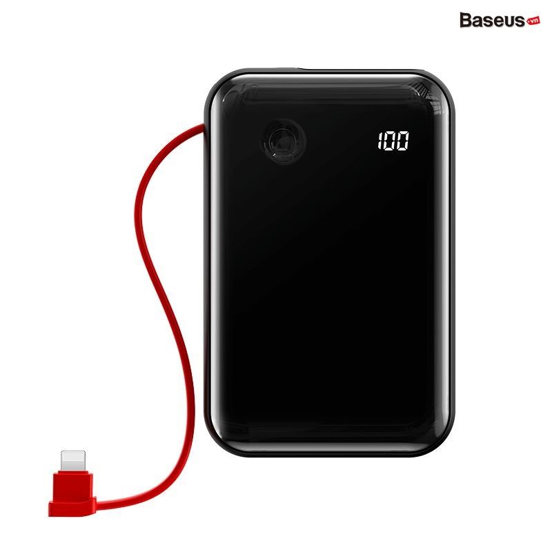 Pin dự phòng sạc nhanh tích hợp cáp sạc đeo tay Baseus Mini S Digital Display (3A/15W, PD/QC, 10,000mAh Power Bank with Lightning/ Type C Cable)