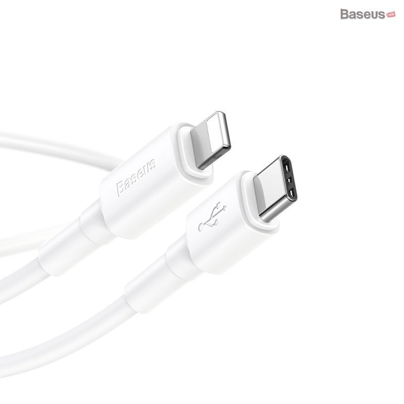 Cáp sạc nhanh Type C to Lightning hỗ trợ PD 18W Baseus Mini White (Power Delivery, C to iPhone Data TPE Cable )