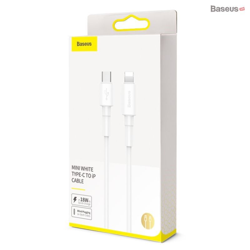 Cáp sạc nhanh Type C to Lightning hỗ trợ PD 18W Baseus Mini White (Power Delivery, C to iPhone Data TPE Cable )