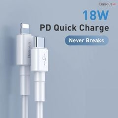 Cáp sạc nhanh Type C to Lightning hỗ trợ PD 18W Baseus Mini White (Power Delivery, C to iPhone Data TPE Cable )