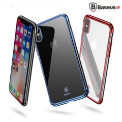 Ốp lưng trong suốt chống sốc viền si Crome màu Baseus Minju Case LV227 cho iPhone X ( Luxury Plating Hard Plastic PC Phone Case)