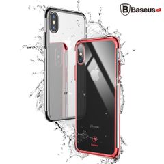 Ốp lưng trong suốt chống sốc viền si Crome màu Baseus Minju Case LV227 cho iPhone X ( Luxury Plating Hard Plastic PC Phone Case)