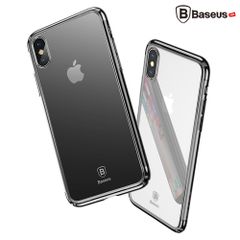 Ốp lưng trong suốt chống sốc viền si Crome màu Baseus Minju Case LV227 cho iPhone X ( Luxury Plating Hard Plastic PC Phone Case)