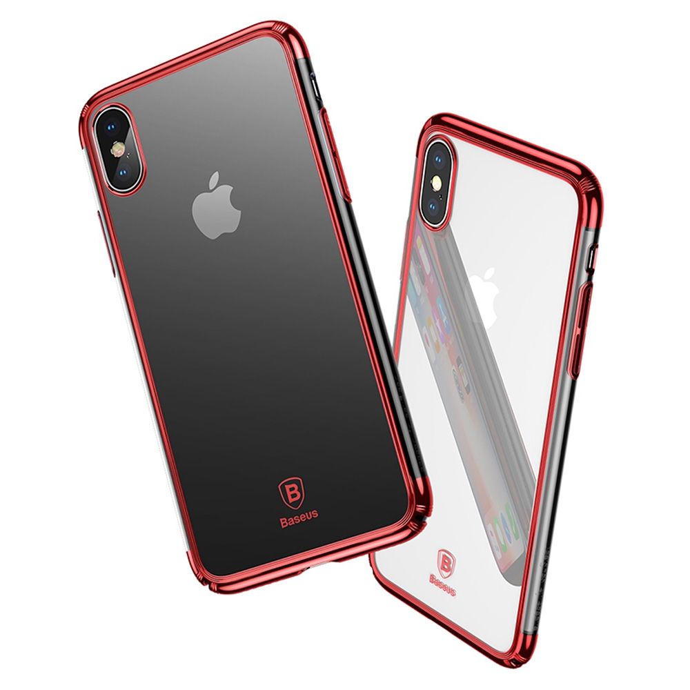Ốp lưng trong suốt chống sốc viền si Crome màu Baseus Minju Case LV227 cho iPhone X ( Luxury Plating Hard Plastic PC Phone Case)
