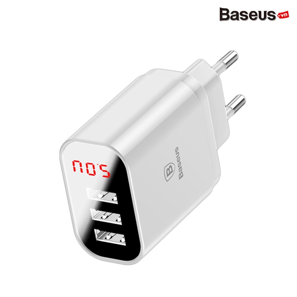 Bộ sạc đa năng Baseus Baseus Mirror Lake 3 cổng sạc ( 3 Ports USB, LED Intelligent Digital Display,  3.4A Fast Charging)