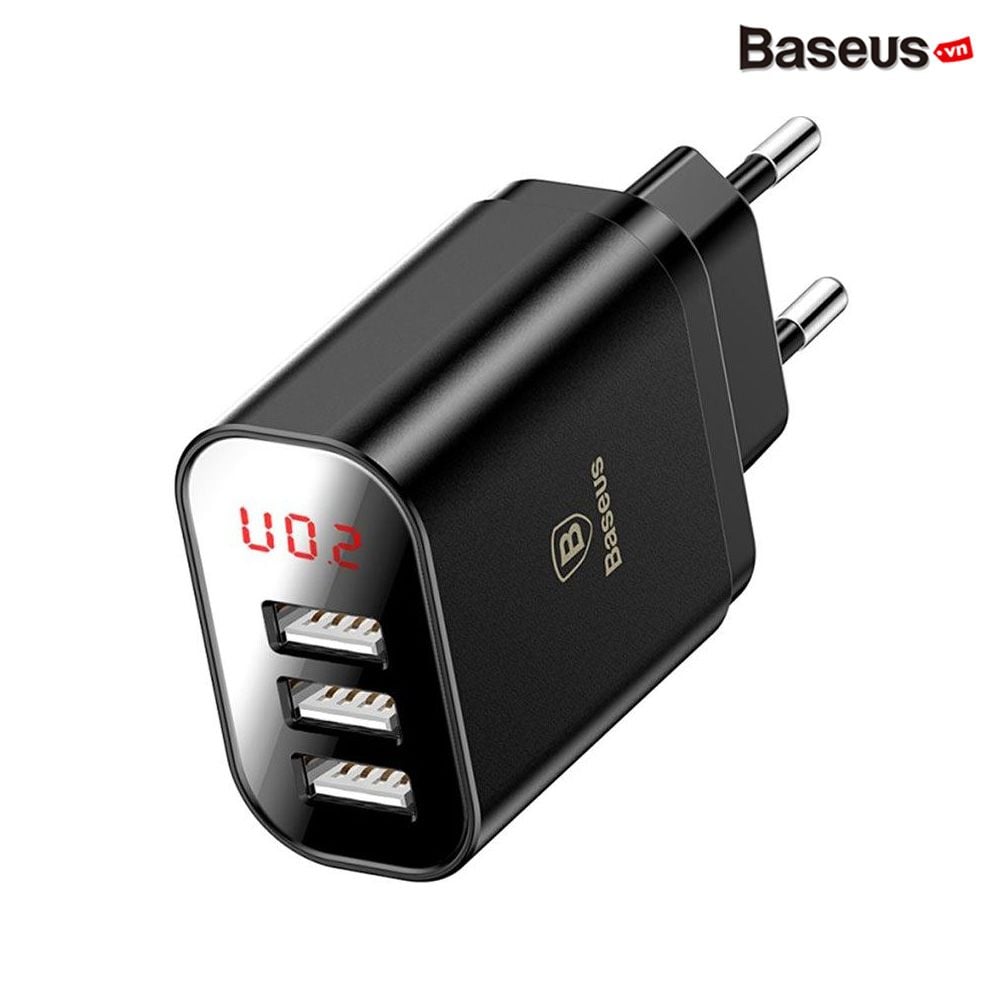 Bộ sạc đa năng Baseus Baseus Mirror Lake 3 cổng sạc ( 3 Ports USB, LED Intelligent Digital Display,  3.4A Fast Charging)