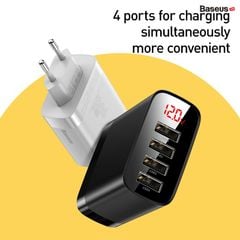 Củ sạc đa năng 4 cổng USB Baseus Mirror Lake Digital Display ( 30W, 4 Ports USB, Travel Charger)