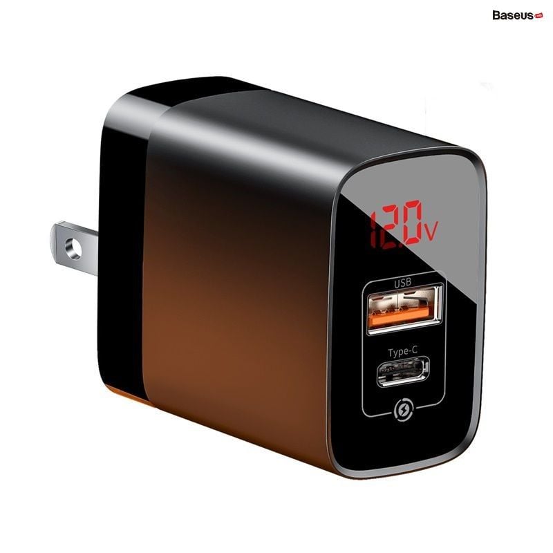 Bộ sạc nhanh PD3.0/QC 3.0 Baseus Mirror Lake PPS Digital Display Quick Charger (18W, 2 Ports,FCP/AFC/PPS/PD/QC 3.0 Full Quick Charge Protocol)