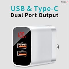 Bộ sạc nhanh PD3.0/QC 3.0 Baseus Mirror Lake PPS Digital Display Quick Charger (18W, 2 Ports,FCP/AFC/PPS/PD/QC 3.0 Full Quick Charge Protocol)