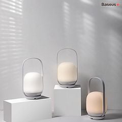 Đèn ngủ tiện dụng Baseus Moon-white Dimming Portable Lamp (Di động, Pin sạc 30 giờ hoạt động, 3000k/4000k/5000k độ sáng dễ chịu)