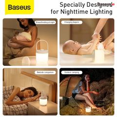 Đèn ngủ pin sạc mini Baseus Moon White Series - Knob Stepless Dimming (1800mAh, Điều chỉnh cường độ và Tone màu ánh sáng, Portable Lamp)