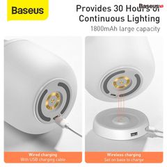 Đèn ngủ pin sạc mini Baseus Moon White Series - Knob Stepless Dimming (1800mAh, Điều chỉnh cường độ và Tone màu ánh sáng, Portable Lamp)