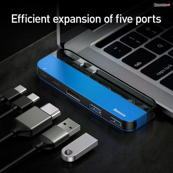 Bộ Hub đa năng Baseus Transparent Series 5 in 1 Multifunctional HUB dùng cho Macbook (Dual Type-C to Type-C*2+USB3.0*2+HDMI)