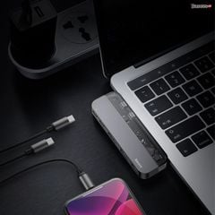 Bộ Hub đa năng Baseus Transparent Series 5 in 1 Multifunctional HUB dùng cho Macbook (Dual Type-C to Type-C*2+USB3.0*2+HDMI)