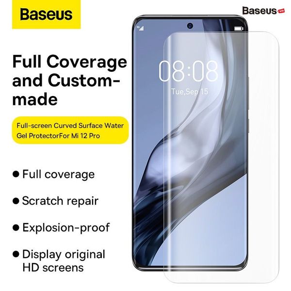 Baseus 0.15mm Full-screen Curved Surface Water Gel Protector For Mi 12 Pro/Ultra (2pcs/pack+Pasting Artifactl)