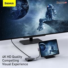 Hub 6 in 1 Baseus Magic – Type-C to HDMI 4K, USB 3.0, SD/TF, AUX 3.5mm, PD 100W, gắn iPad/Macbook/Surface Pro 7 tiện lợi