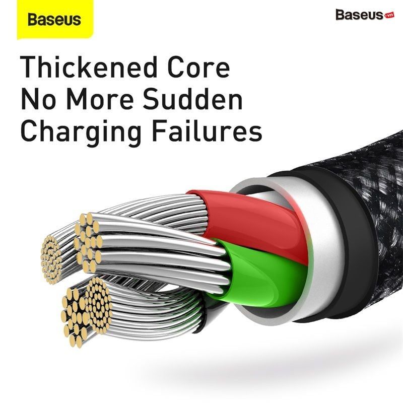 Cáp sạc 3 đầu siêu bền Baseus Tungsten Gold Series 3 in 1 (USB to Type C/Lightning/Micro USB, 3.5A Fast Charging & Data Cable)