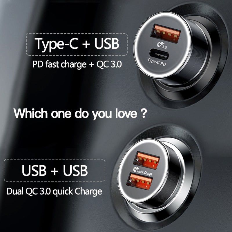 Bộ tẩu sạc nhanh đa năng Baseus Small Screw Dual-USB dùng cho xe hơi (36W, Quick Charge 3.0, 2 Ports USB Car Charger)