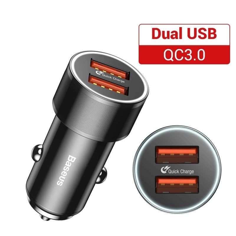 Bộ tẩu sạc nhanh đa năng Baseus Small Screw Dual-USB dùng cho xe hơi (36W, Quick Charge 3.0, 2 Ports USB Car Charger)