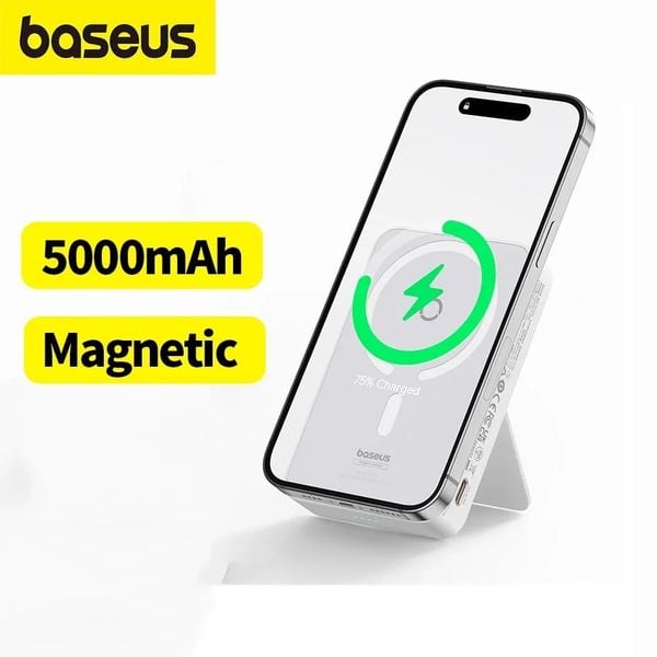 Pin Sạc Không Dây Nam Châm Baseus MagPro Magnetic Bracket Wireless 5000mAh 20W ( tích hợp chân đế giữ điện thoại)