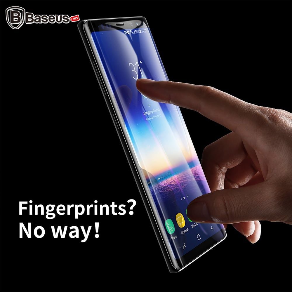 Kính cường lực 3D tràn full viền Baseus cho Samsung Note 9 (0.3mm, kính 5 lớp chống trầy, Chống bám vân tay, Curved Full Screen)
