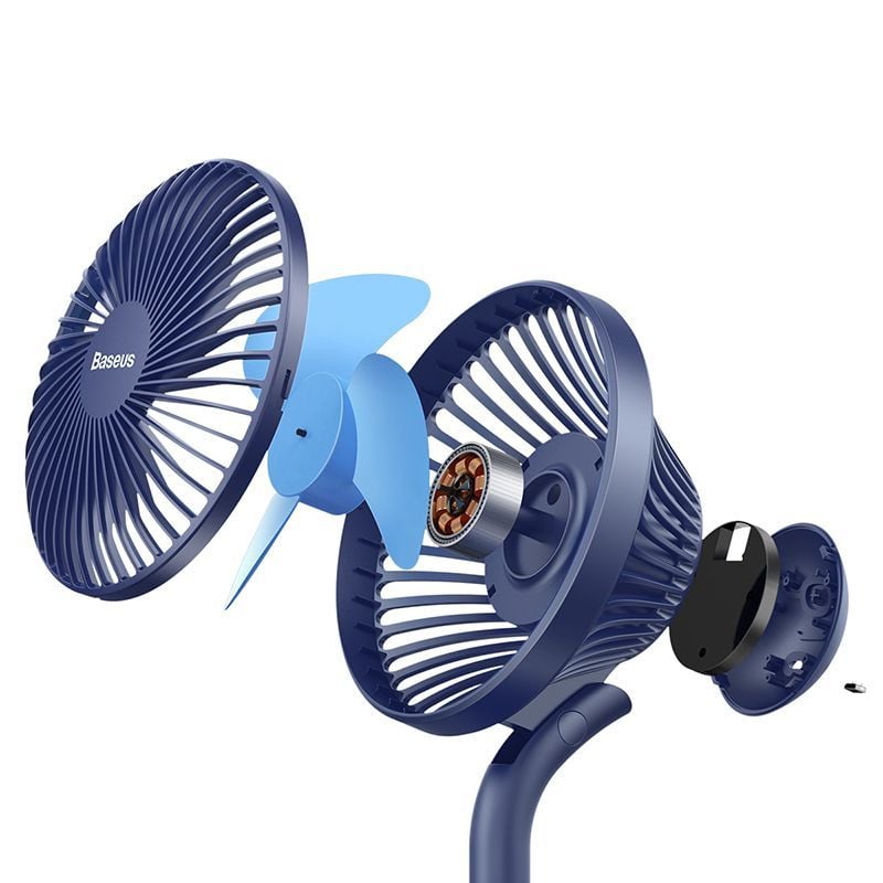 Quạt mini để bàn Baseus Ocean Fan (Pin sạc 2000mAh, 3 mức tốc độ - Mini USB Rechargeable Air Cooling Fan Clip Desk Fan)