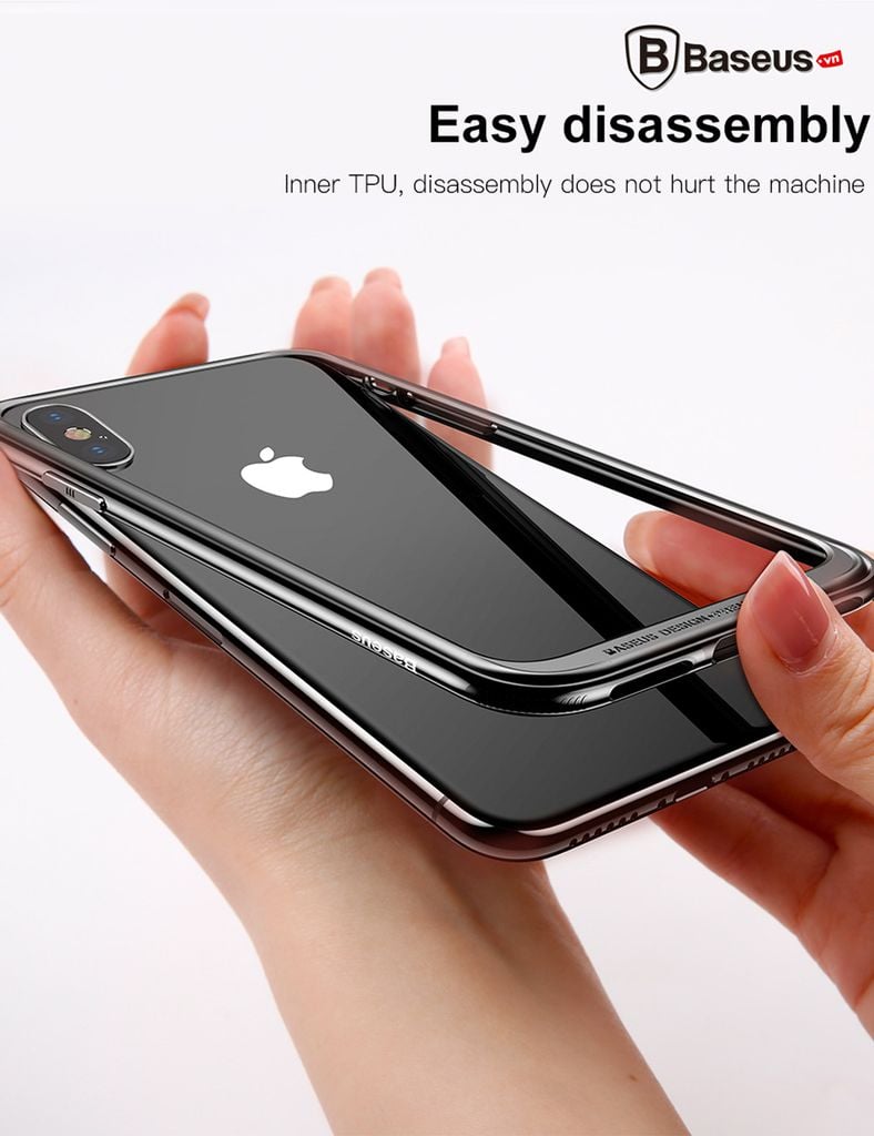 Ốp viền kim loại chống sốc, chống trầy Baseus LV164 cho iPhone X ( Luxury Aluminum Alloy Metal Anti Knock Frame Case)