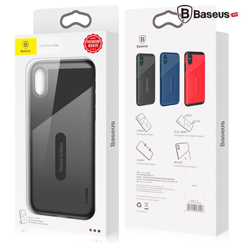 Ốp Lưng Baseus Card Pocket Case LV193 cho iPhone X (TPU + PC + PU Leather + Microfiber Material)