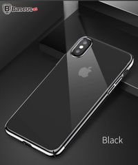 Ốp lưng trong suốt viền si màu Baseus Glitter Case LV237 cho iPhone X ( Ultra Thin Luxury Plating Plastic Case)