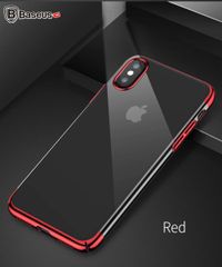 Ốp lưng trong suốt viền si màu Baseus Glitter Case LV237 cho iPhone X ( Ultra Thin Luxury Plating Plastic Case)