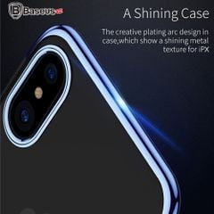 Ốp lưng trong suốt viền si màu Baseus Glitter Case LV237 cho iPhone X ( Ultra Thin Luxury Plating Plastic Case)