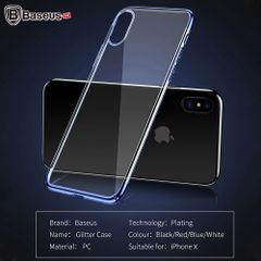 Ốp lưng trong suốt viền si màu Baseus Glitter Case LV237 cho iPhone X ( Ultra Thin Luxury Plating Plastic Case)