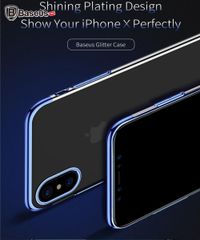 Ốp lưng trong suốt viền si màu Baseus Glitter Case LV237 cho iPhone X ( Ultra Thin Luxury Plating Plastic Case)