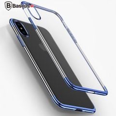 Ốp lưng trong suốt viền si màu Baseus Glitter Case LV237 cho iPhone X ( Ultra Thin Luxury Plating Plastic Case)