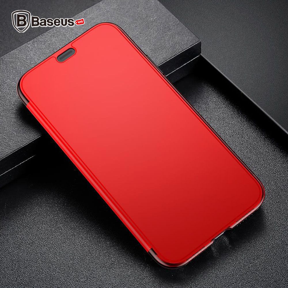 Ốp lưng 2 mặt Baseus Touchable Clear View Case LV177 cho iPhone X (Soft TPU + Hard PC, 360 Full Protective Flip Cases)