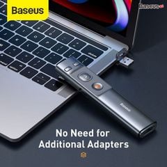 Bút Laser trình chiếu Baseus Orange Dot Wireless Presenter cho Laptop/Macbook (100m. 2.4Ghz USB/Type C Receiver, Wireless Remote Control, Red Laser Pointer/Presenter)