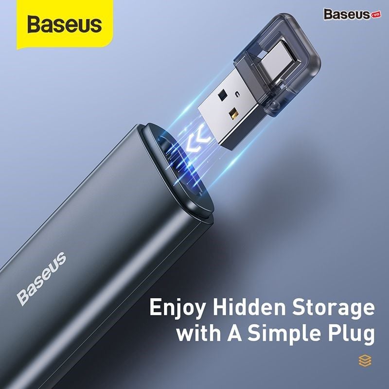 Bút trình chiếu Baseus Orange Dot – Laser đỏ, 100m, điều khiển không dây, USB/Type-C, cho Laptop/MacBook