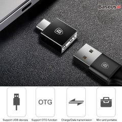 Đầu chuyển OTG USB Type C sang USB Full size Baseus (TYPE C Male to USB Female Cable Adapter Converter)