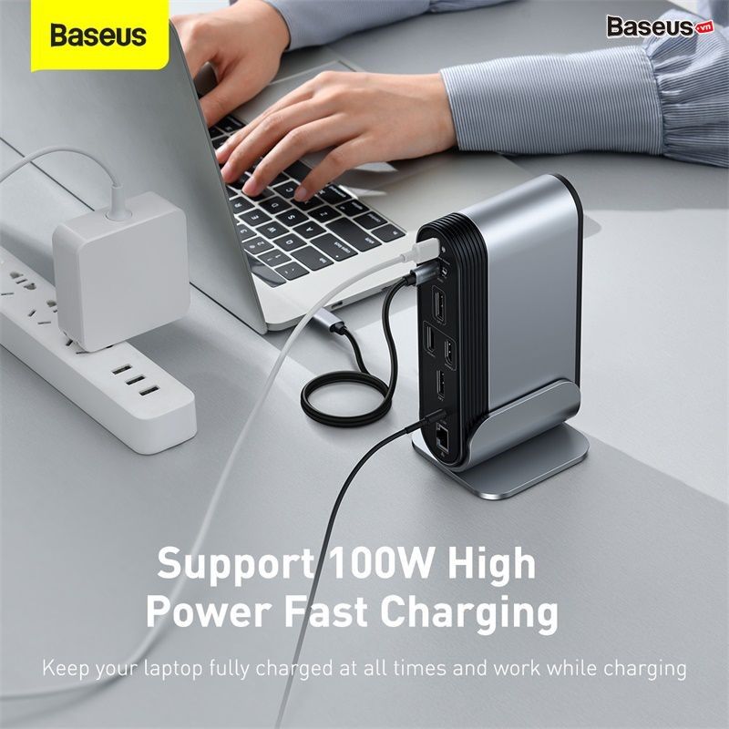 Hub chuyển đa năng Baseus Working Station Four-Screen 16 in 1 Multifunctional Type-C HUB Adapter (Xuất 4 màn hình cùng lúc, CN+EU+US)