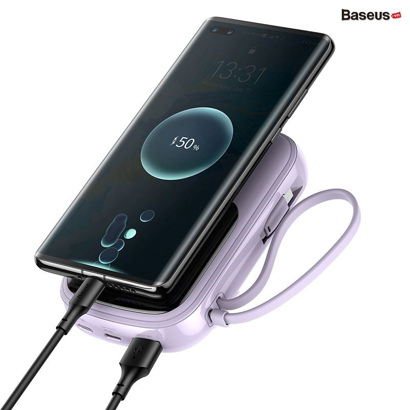 Pin sạc dự phòng sạc nhanh Baseus Qpow Digital Display 20000mAh (20W/22.5W, USB/Type C Dual Port, QC/PD Quick Charging Power Bank with iPhone built-in Cable)