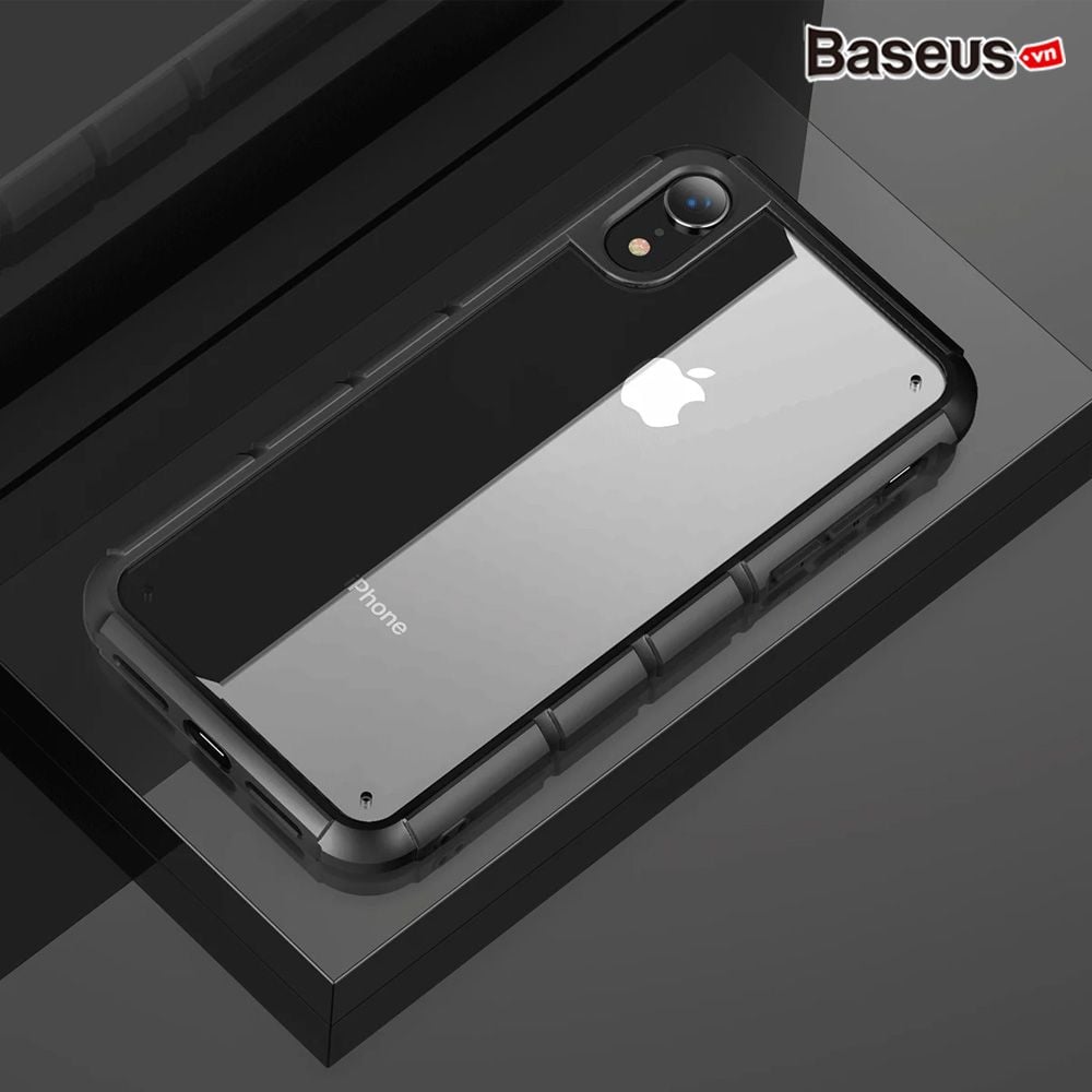 Ốp lưng trong suốt viền Silicone chống va đập Baseus Panzer Case cho iPhone XR 6.1 inch (Transparent Acrylic + TPU Hybrid Case)