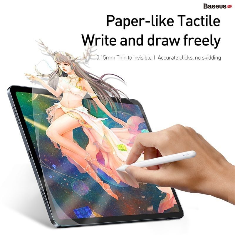 Miếng dán Paper-like Baseus cho iPad Pro/Mini/9.7/10.2 – chống trầy, kháng vân tay, hỗ trợ Apple Pencil, 0.15m