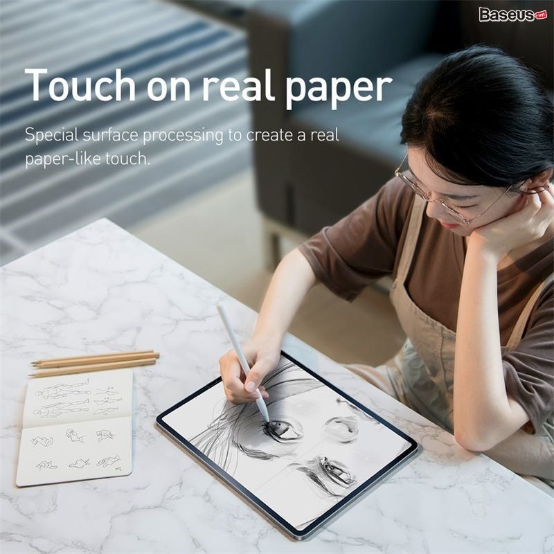 Miếng dán Paper-like Baseus cho iPad Pro/Mini/9.7/10.2 – chống trầy, kháng vân tay, hỗ trợ Apple Pencil, 0.15m