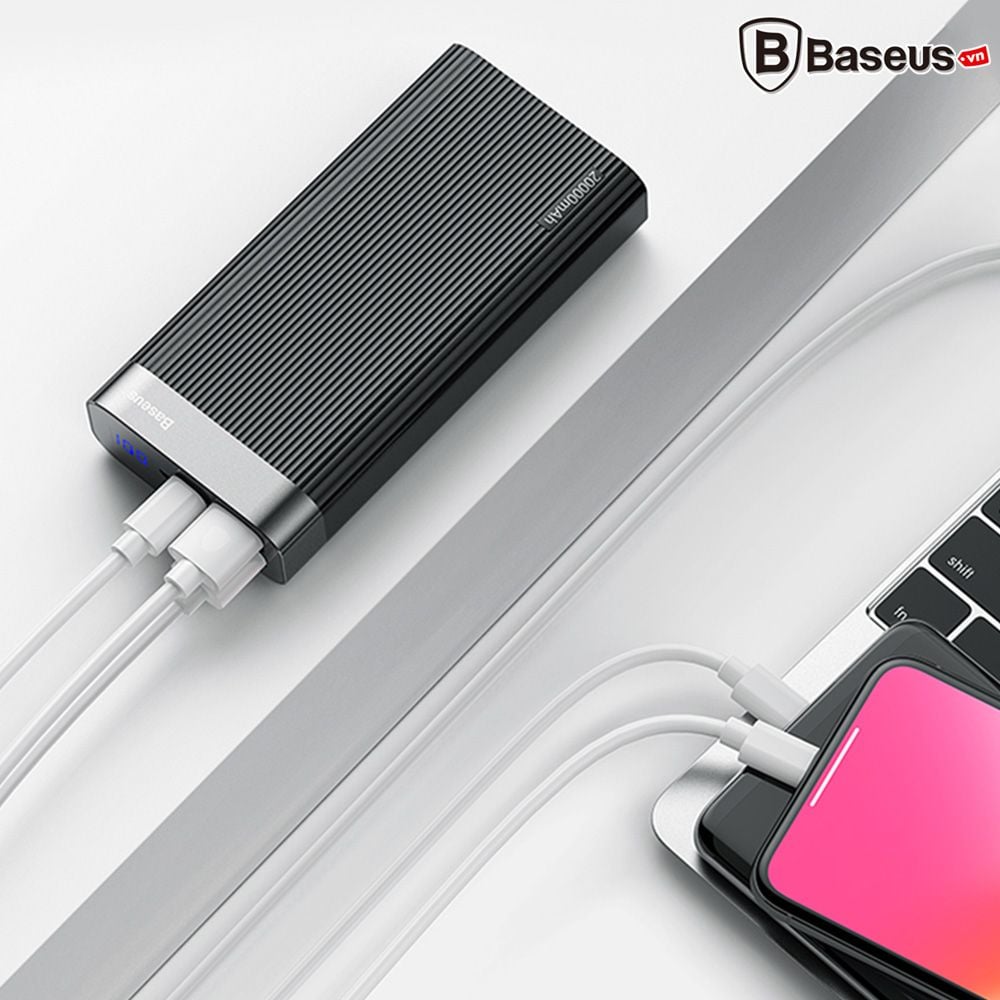 Pin sạc dự phòng Baseus Parallel PD Power Bank 20,000mAh cho Smartphone/ Tablet/ Macbook (18W, QC 3.0, Power Delivery, LED, 2 Port USB + Type C)