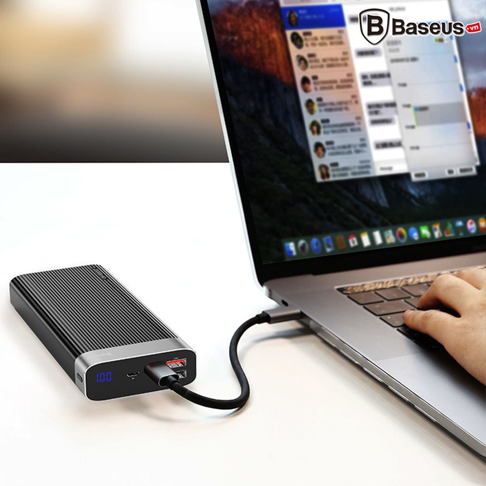 Pin sạc dự phòng Baseus Parallel PD Power Bank 20,000mAh cho Smartphone/ Tablet/ Macbook (18W, QC 3.0, Power Delivery, LED, 2 Port USB + Type C)