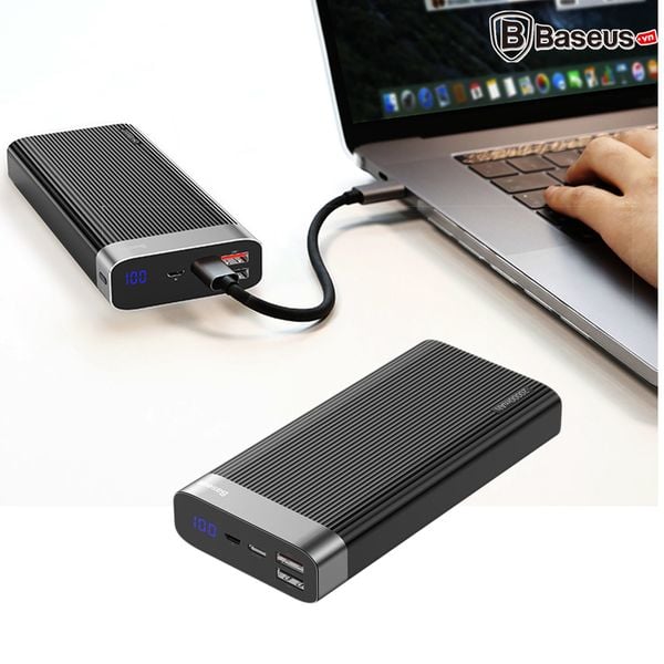 Pin sạc dự phòng Baseus Parallel PD Power Bank 20,000mAh cho Smartphone/ Tablet/ Macbook (18W, QC 3.0, Power Delivery, LED, 2 Port USB + Type C)