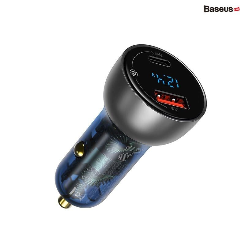 Tẩu sạc nhanh công suất cao 65W Baseus Particular Digital Display QC+PPS Dual  (65W, USB + Type C, LCD Display, PD/PPS/QC3.0 Quick Charger Car Charger)