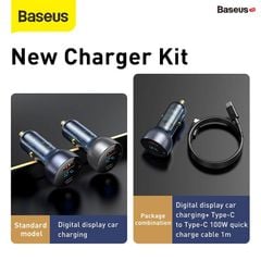 Tẩu sạc ô tô Baseus Particular 65W – 2 cổng USB & Type-C, hỗ trợ PD/PPS/QC3.0, màn hình LCD hiển thị