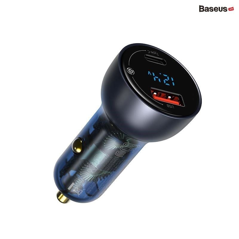 Tẩu sạc nhanh công suất cao 65W Baseus Particular Digital Display QC+PPS Dual  (65W, USB + Type C, LCD Display, PD/PPS/QC3.0 Quick Charger Car Charger)